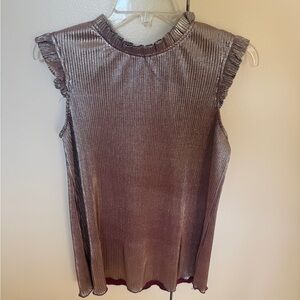 Adrianna Papell Metallic Ribbed Tank Top in Mauve